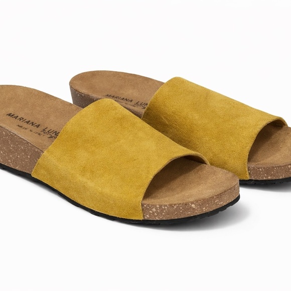 Marina Luna Shoes - Marina Luna Women’s Suede Sandals Mustard Yellow Size 6.5 Made in Italy​​​​​​